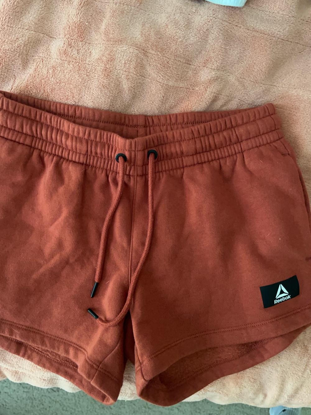 Reebok burnt Orange Drawstring Fleece Sweatshorts